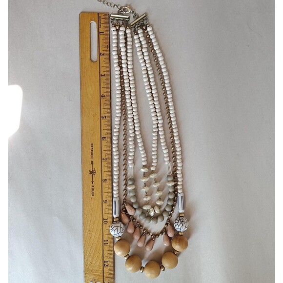 Plunder Designs Statement Bib Necklace Multi-Strand Beaded Layered Boho 18" - Picture 8 of 10